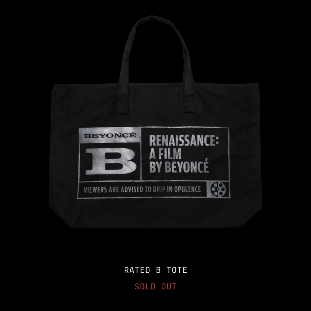 BEYONCE 2023 RENAISSANCE TOUR FILM "RATED B" TOTE BAG DOUBLE SIDE CANVAS